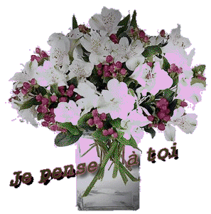 Gif animé je pense à toi bouquet de fleurs